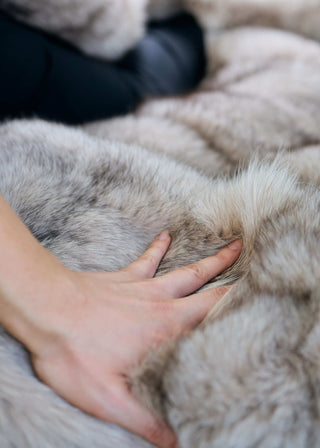 Gorgeous Ukrainian Local Farmed Blue Fox Fur Blanket – Minimalist Luxury Fur Throw