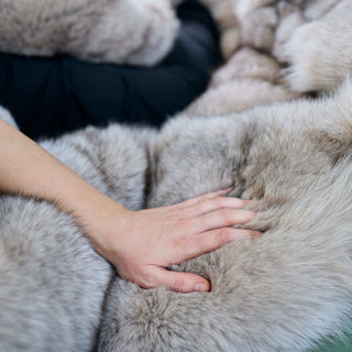 Gorgeous Ukrainian Local Farmed Blue Fox Fur Blanket – Minimalist Luxury Fur Throw