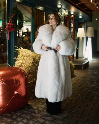 Arctic (Albino) Fox Fur Long Coat 'White Batman'