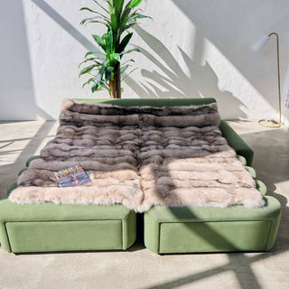 Gorgeous Ukrainian Local Farmed Blue Fox Fur Blanket – Minimalist Luxury Fur Throw