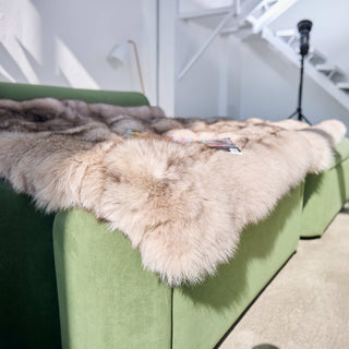 Gorgeous Ukrainian Local Farmed Blue Fox Fur Blanket – Minimalist Luxury Fur Throw