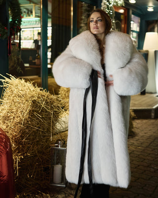 Arctic (Albino) Fox Fur Long Coat 'White Batman'