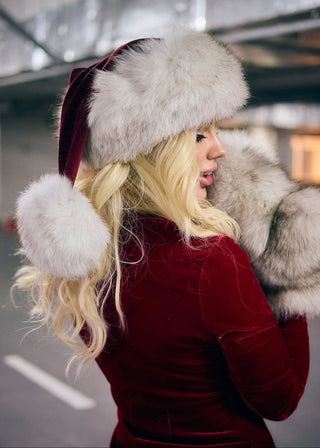 Saga Blue Fox Fur Trimmed Santa's Hat