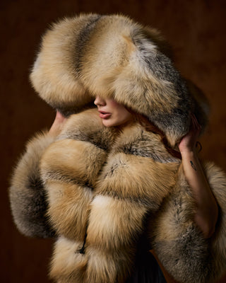 Golden Island Fox Fur Wide-Brim Musketeer Hat