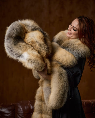 Golden Island Fox Fur Wide-Brim Musketeer Hat