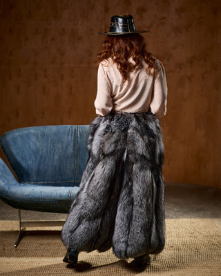Silver Fox Fur Cowboy Chaps – Luxury Fur Legwear, Belt Attachment, Statement Western Style