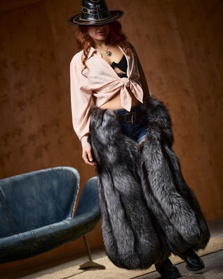 Silver Fox Fur Cowboy Chaps – Luxury Fur Legwear, Belt Attachment, Statement Western Style