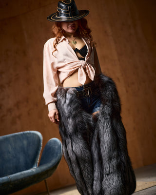 Silver Fox Fur Cowboy Chaps – Luxury Fur Legwear, Belt Attachment, Statement Western Style