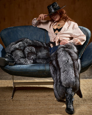 Silver Fox Fur Cowboy Chaps – Luxury Fur Legwear, Belt Attachment, Statement Western Style