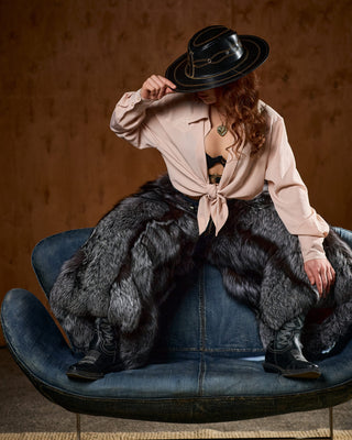 Silver Fox Fur Cowboy Chaps – Luxury Fur Legwear, Belt Attachment, Statement Western Style