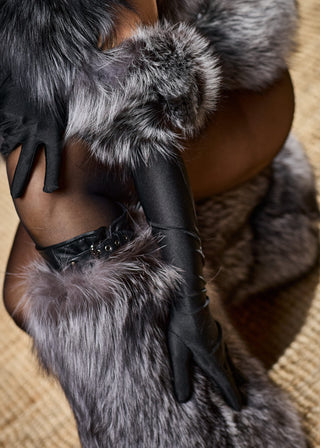 Silver Fox Fur Leg Warmers – Fur Fetish Style Footwear Accessory, Ultra Soft Luxury Texture