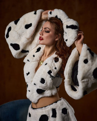 Rex Rabbit Fur Dalmatian Cosplay Set