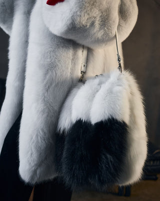 Saga Blue Fox Fur Bag – Luxury Fur Handbag with Metal Frame Clasp