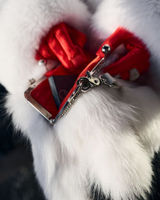 Saga Blue Fox Fur Bag – Luxury Fur Handbag with Metal Frame Clasp
