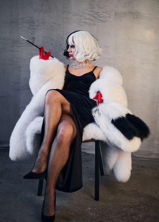 Arctic (Albino) Fox Fur Long Coat 'Cruella'