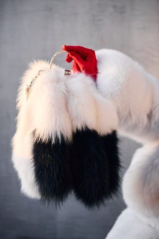 Saga Blue Fox Fur Bag – Luxury Fur Handbag with Metal Frame Clasp