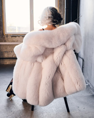 Arctic (Albino) Fox Fur Long Coat 'Cruella'