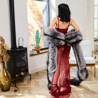 Extra-Long Local Farmed Silver Fox Fur Wrap – 4.5 m Statement Fur Wrap
