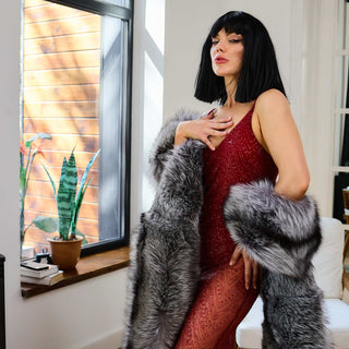 Extra-Long Local Farmed Silver Fox Fur Wrap – 4.5 m Statement Fur Wrap