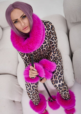 Saga Blue Fox Fur & Leather Restraint Set