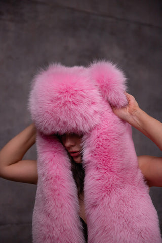 Saga Blue Fox Fur Animal Hat with Ears 'Foxie'
