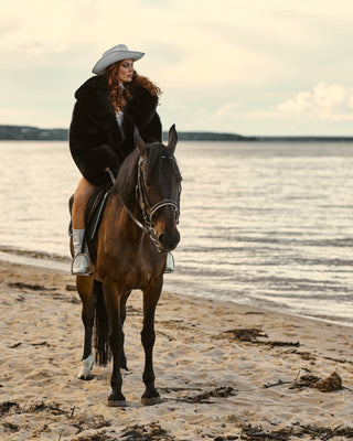 Saga Blue Fox Short Coat - Black