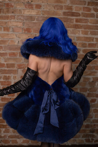 Full Fur Maid Outfit 'Ice Queen' Saga Blue Fox & Rex Rabbit Ensemble