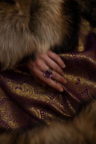 "The Fall of Antioch" Brocade & Raccoon Fur Robe