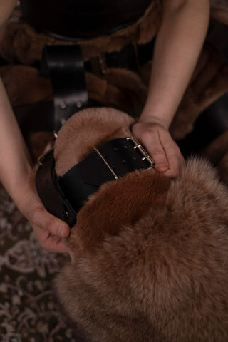 3-Piece Fox & Rex Rabbit Fur Set: Tail Shorts, Harness & Boots