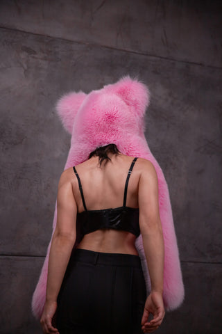 Saga Blue Fox Fur Animal Hat with Ears 'Foxie'