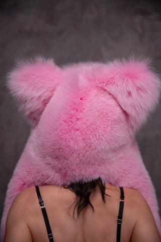 Saga Blue Fox Fur Animal Hat with Ears 'Foxie'