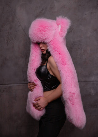 Saga Blue Fox Fur Animal Hat with Ears 'Foxie'