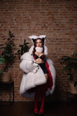 Saga Albino (Arctic) Fox Fitted Coat 'Santa's Temptation'