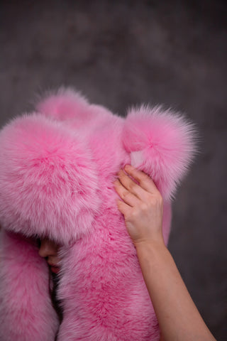 Saga Blue Fox Fur Animal Hat with Ears 'Foxie'