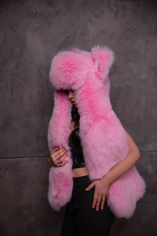 Saga Blue Fox Fur Animal Hat with Ears 'Foxie'