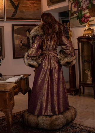 "The Fall of Antioch" Brocade & Raccoon Fur Robe