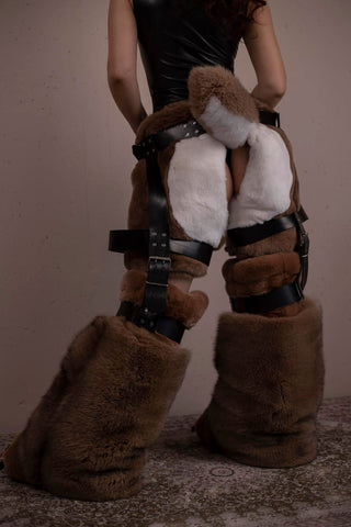 Rex Rabbit Fur Shorts with a Sensual Slit