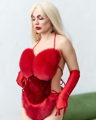 Fox & Rabbit Fur Lingerie Bodysuit