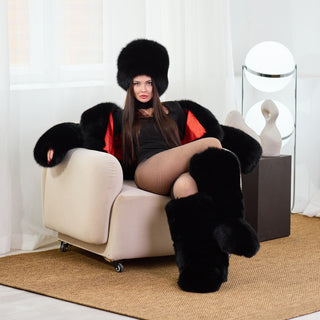 Blue Fox Fur Jacket 'Moto Fur'