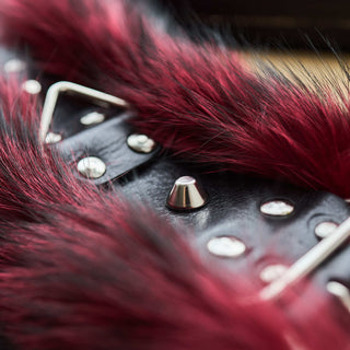Blue Fox Fur Wrist Cuffs 'Dream Keeper' in Dark Cherry