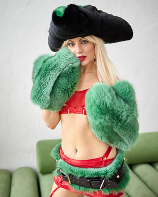 Saga Blue Fox Huge Gloves 'Fur Massage'