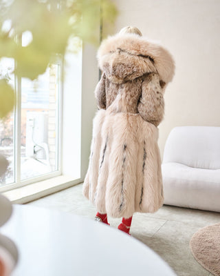 Transformable 2 in 1 Lynx & Arctic Fox Fur Coat with Detachable Skirt