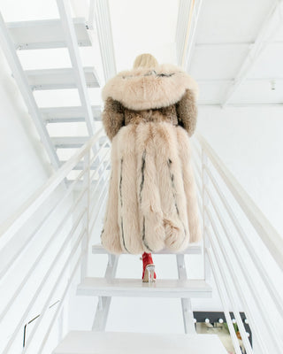 Transformable 2 in 1 Lynx & Arctic Fox Fur Coat with Detachable Skirt