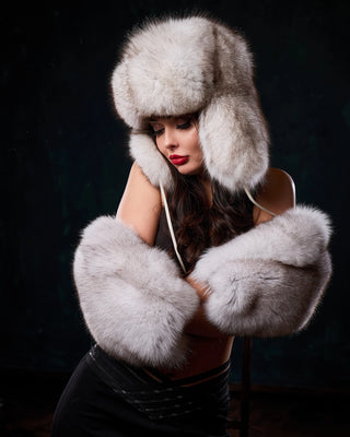 Full Fur Saga Blue Fox Trapper Hat 'Vushanka'