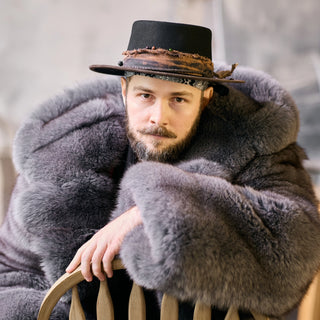 Double-sided Saga Blue Fox Fur Coat 'King of Thickness' - Men