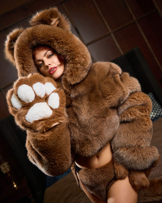 Brown Arctic Fox Furry Paws with Rabbit Fur Pads