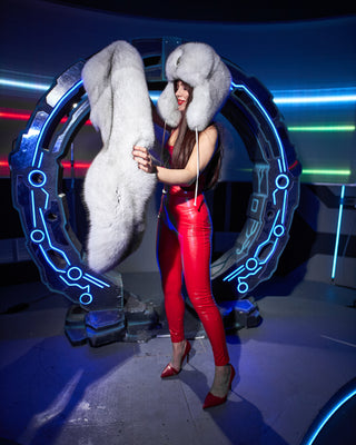 Blue Fox Fur Trident Vushanka Hat