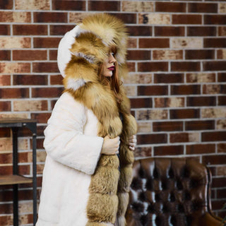 'Hunter & Victim' Rex Rabbit & Red Fox Fur Coat