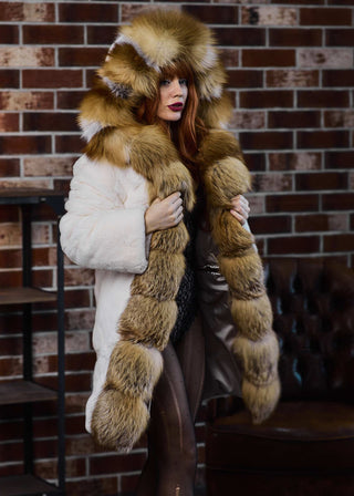 'Hunter & Victim' Rex Rabbit & Red Fox Fur Coat