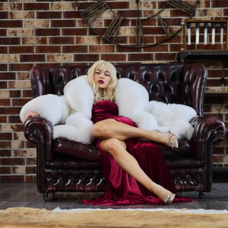 Snow White Saga Fox Fur Coat 'Rafaello Candy' with 2 Length Options